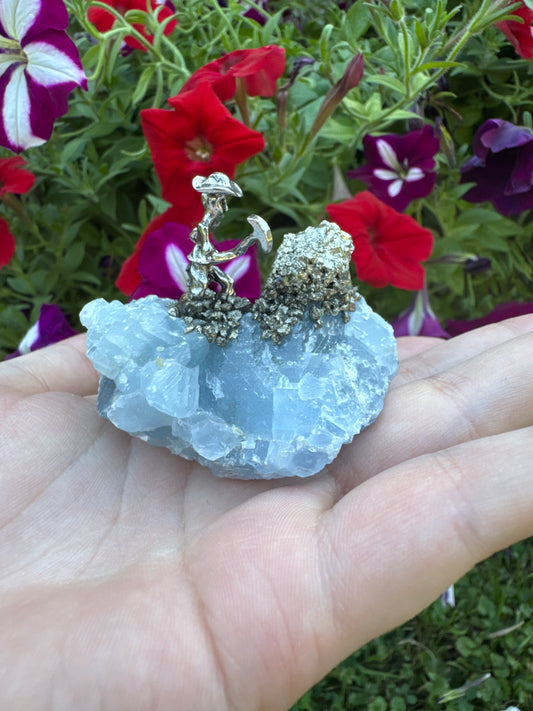 Celestine and Pyrite Fusion with Miner
