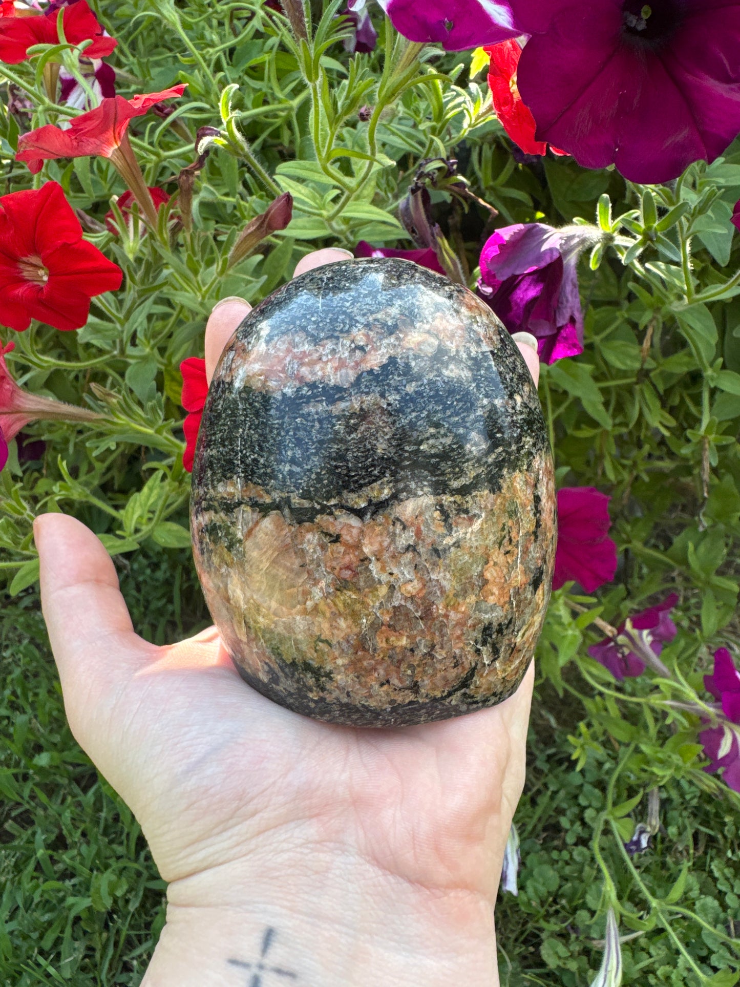 Pink Feldspar + Black Tourmaline Free Form - Madagascar