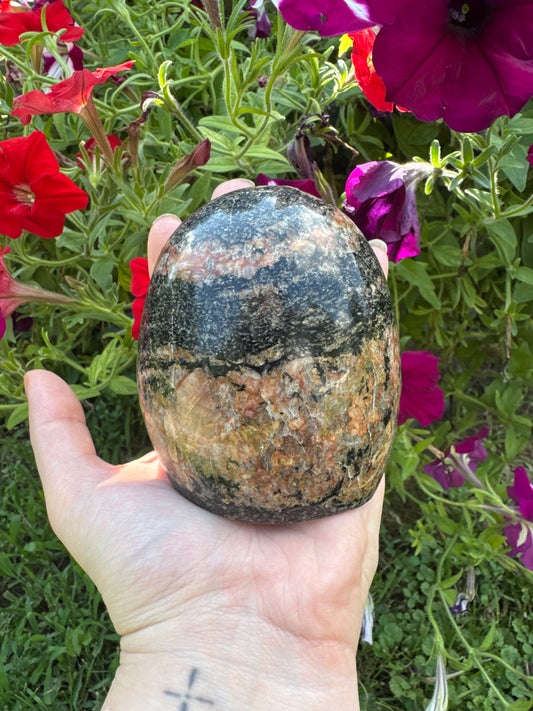Pink Feldspar + Black Tourmaline Free Form - Madagascar